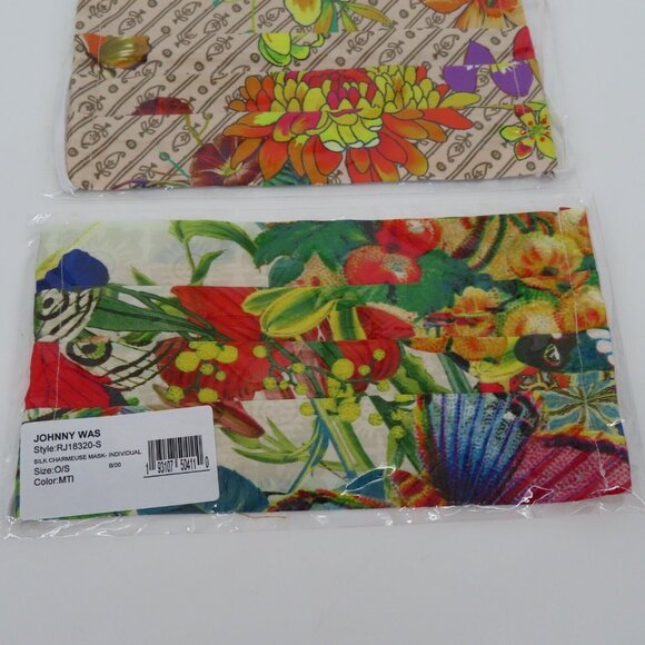 Johnny Was Adult One Size OSFM Silk Charmeuse Multicolor Floral Face Masks NEW - Picture 4 of 8